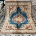   5.6x8.3ft Blue handknotted turkish silk rug medallion floor carpet
