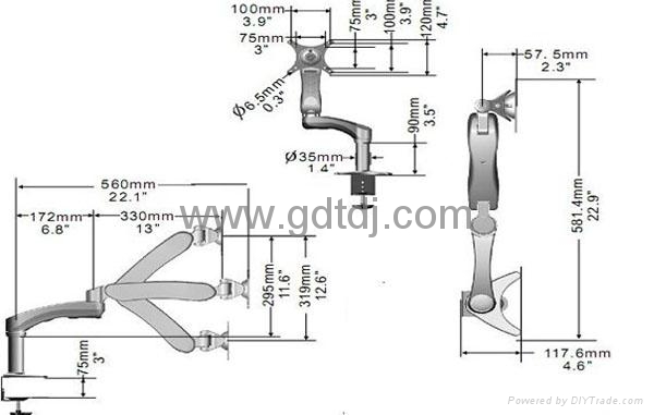 万向延伸旋转电脑显示器支架  医疗电脑挂架 DMAG-600ASP 2