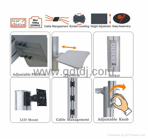 Lcd stand lift car Medical computer mobile rack   4