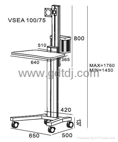 Lcd stand lift car Medical computer mobile rack   2