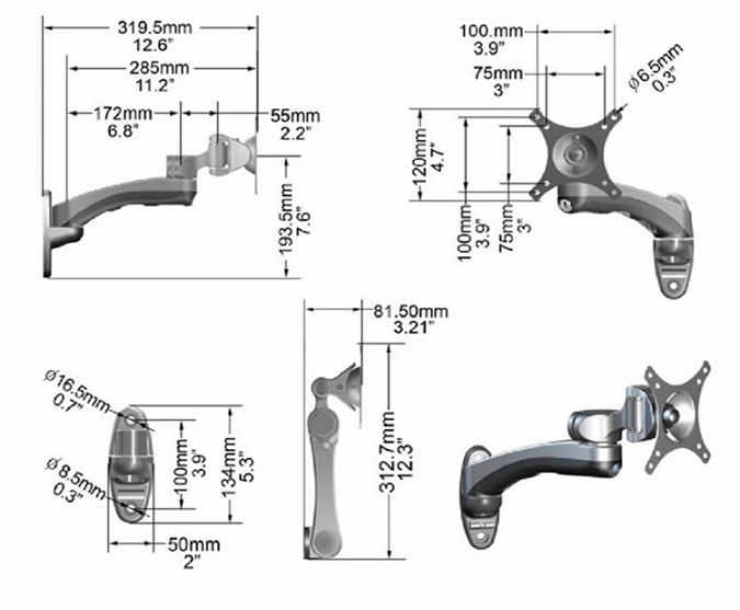  電腦壁挂架 一體機壁挂架  顯示器挂架 WMA-300 4