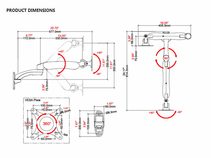 Lifting lcd mounts Lifting adjusting lcd mountsWMA-600A 2