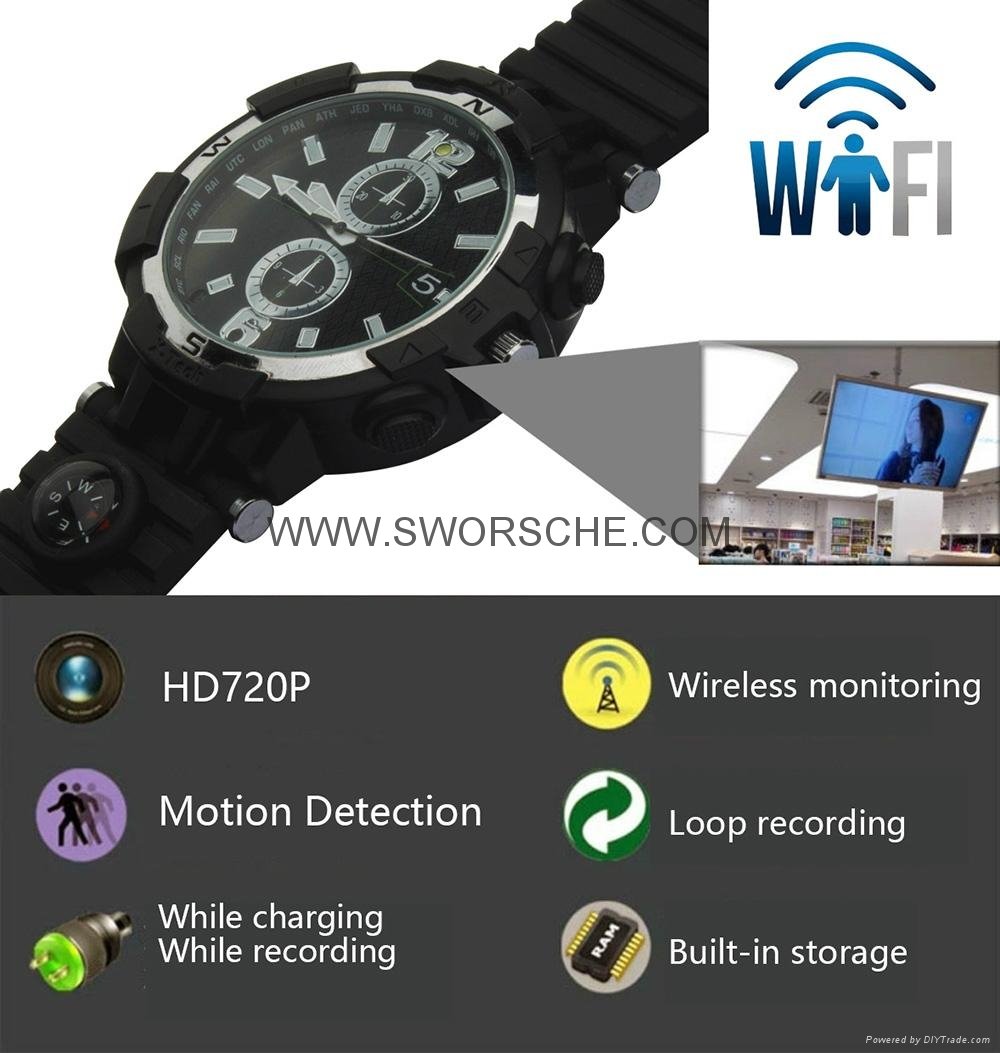HD720P WIFI Spy Watch Camera  IR Nightvision 4
