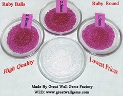 1mm to 3mm red corundum (ruby) balls, white corundum balls
