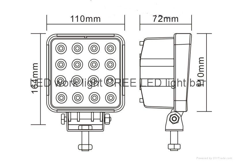 EMC Square USA CREE 48W LED Work Light Square Spot/Flood Beam 4x4 Off-road ATV,  2