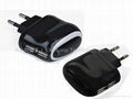 Dual USB Travel Charger, 5V1A output, in line with CE, ROHS