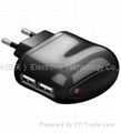 Dual USB Travel Charger, 5V1A output, in line with CE, ROHS