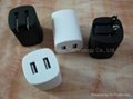 Dual USB travel charger, wall charger