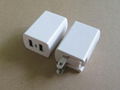 UL double usb travel charger folding plug 5v2.1a