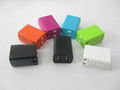 UL double usb travel charger folding plug 5v2.1a