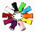 Mini USB car car charger 5v1a seven color choice usb car charge bullet