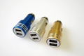 Metal shell usb car charger 5v2.4a dual usb car charger aluminum alloy shell