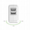 UL certification 2-port USB direct charge folding pin 5v2.4a+1a