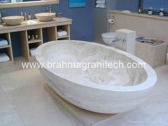 white stone bathtub