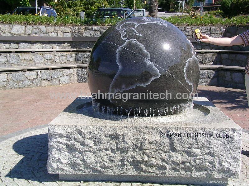  granite floating sphere water fountain ball  water feature 2