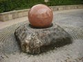 Pool Centerpiece black Granite Sphere on Solid Black Granite Base 