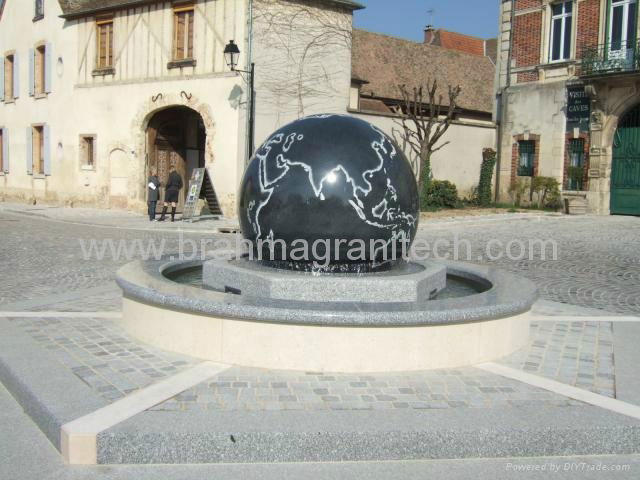 Black Marble Sphere, Globe Fountains, Ball Rolling Fountain