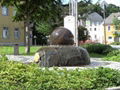 Red ,black,yellow,green,white rotating stone sphere fountains