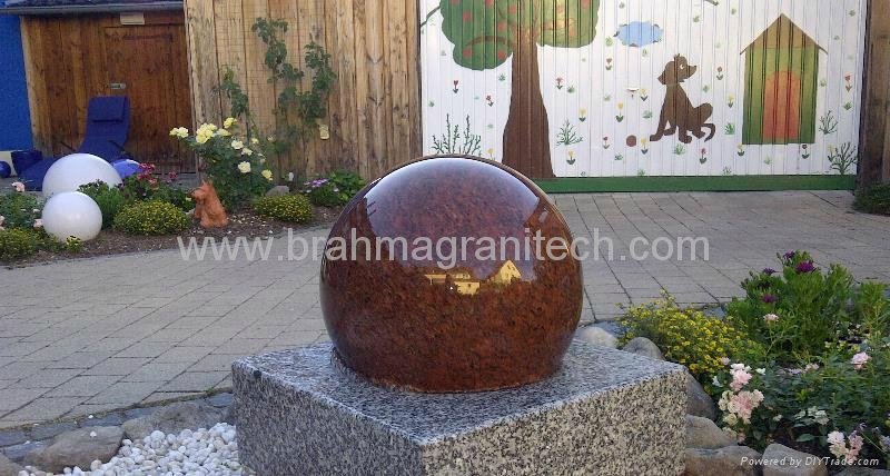 sphere fountain black,stone garden fountain,rock ball,natural ball,green ball,  2