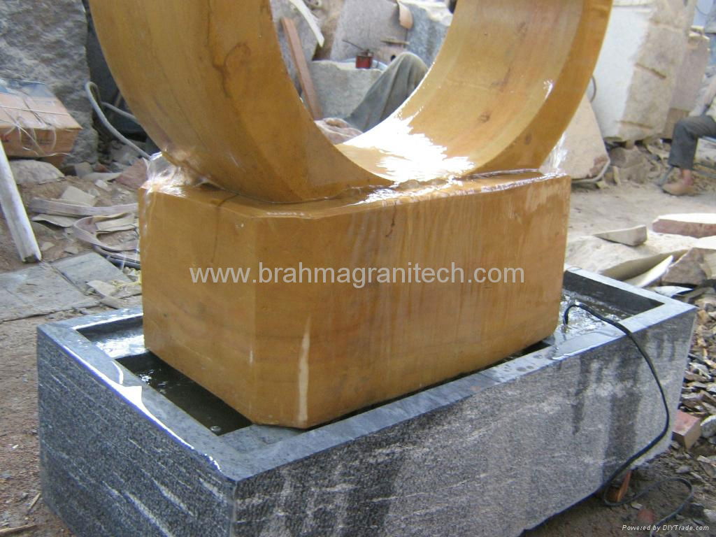 Granite ring fountain,rotating ring water feature,spinning stone wheel