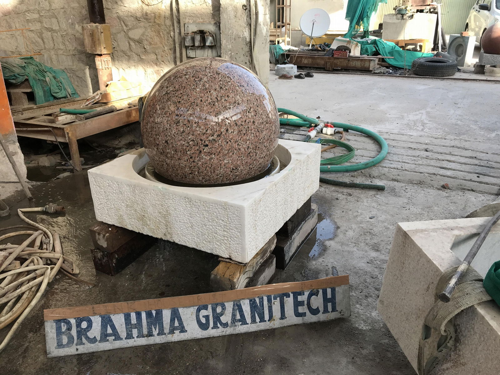 Pink Granite Ball, Giant Floating Sphere, Stone Balls