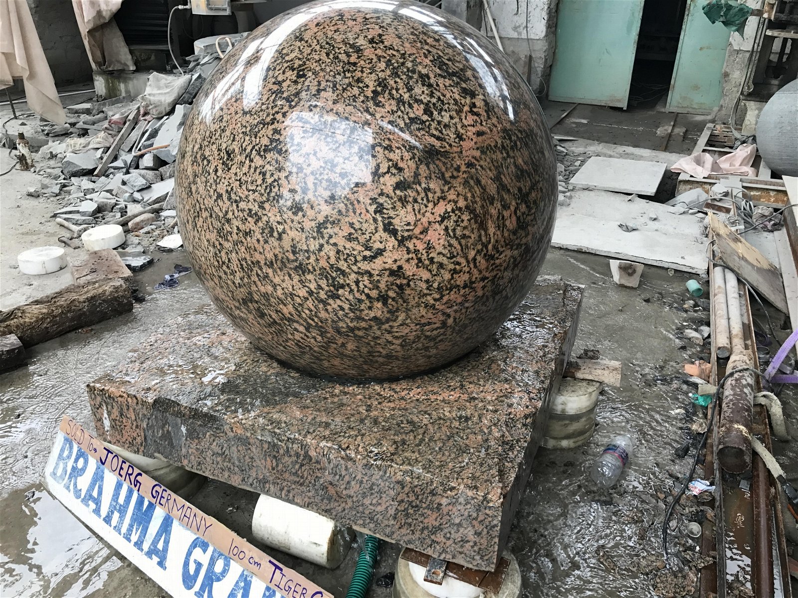 outdoor fountain ball, sphere water feature, revolving ball