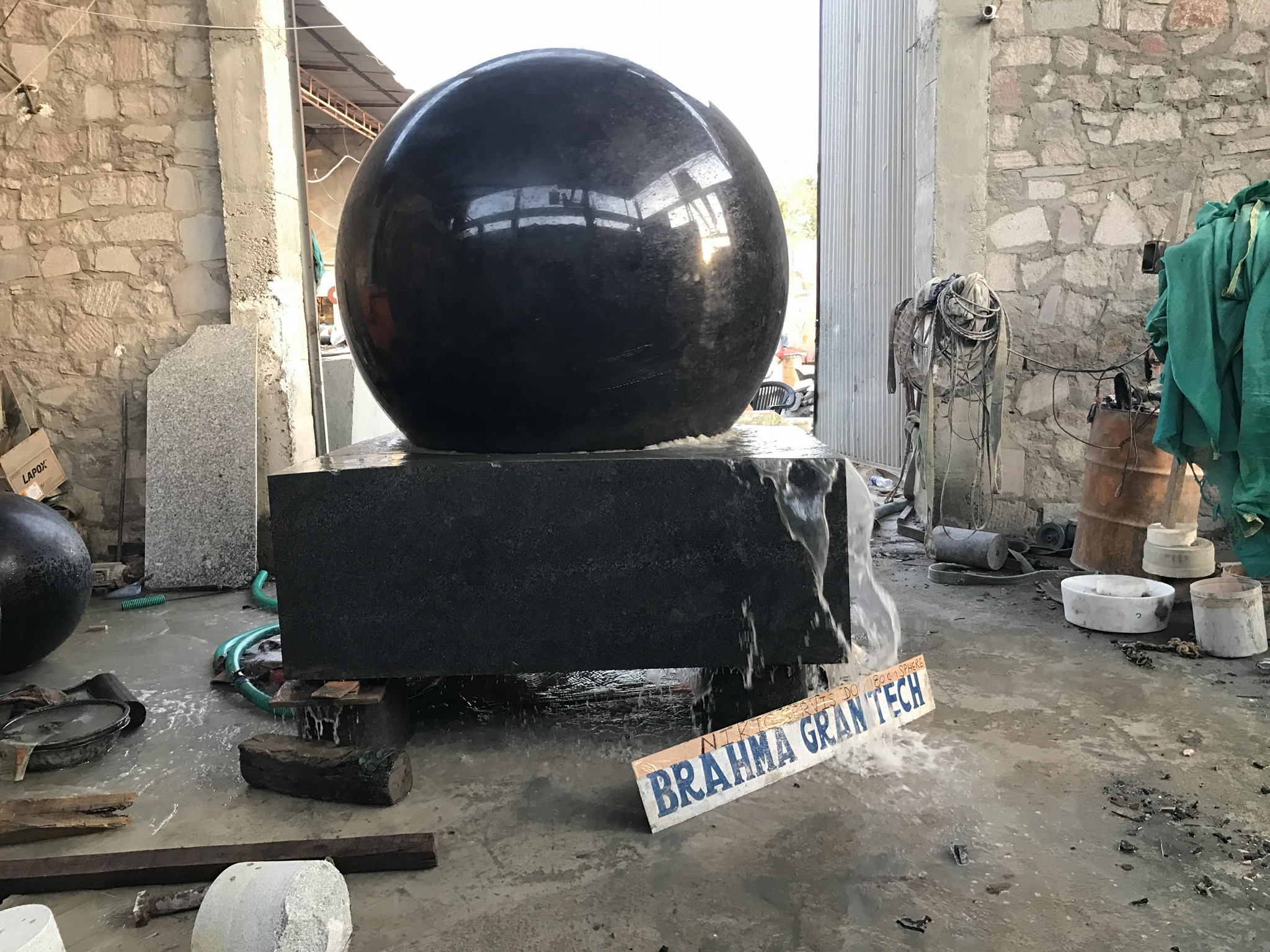 black granite polished sphere