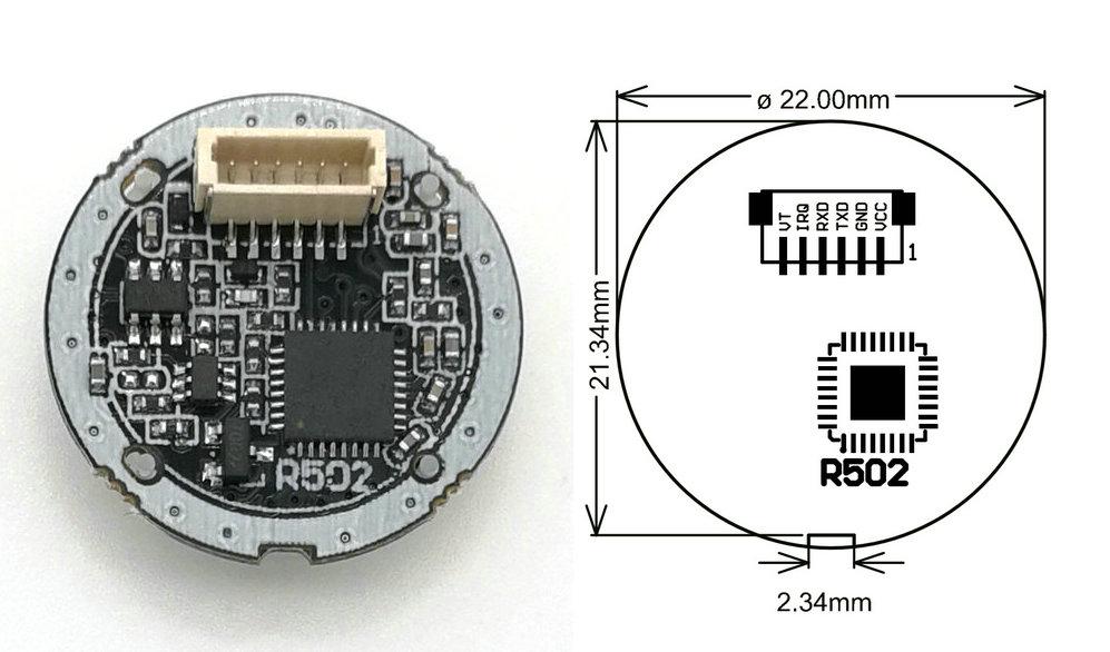 R502A圆形电容半导体指纹识别模块 环形双色指示灯 3