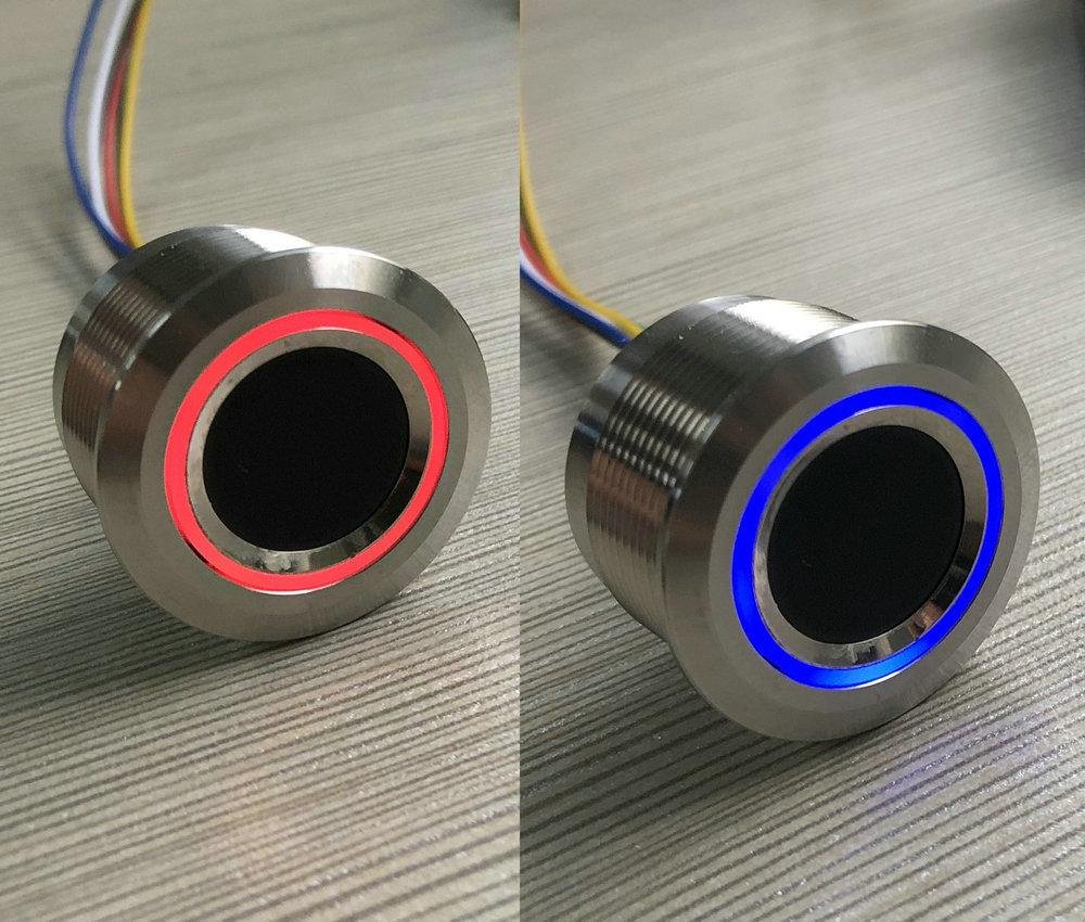 R503圓形帶螺紋電容指紋識別模塊雙色燈環 4