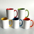 15 oz Wholesale Inside color Handle color Sublimation  Ceramic Coffee Mug 