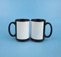 15 oz Wholesale Full Color With White Patch Sublimation  Ceramic Coffee Mug 