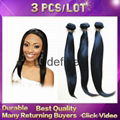 7A Unprocessed Brazilian Virgin Hair Weft Silky Straight Human Hair Extension 1