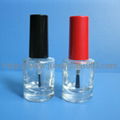 8ml Transparent /Black Color Round Glass Nail Polish Bottle with Cap and Brush 2
