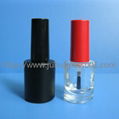 8ml Transparent /Black Color Round Glass Nail Polish Bottle with Cap and Brush 1