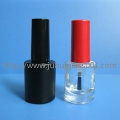 8ml Transparent /Black Color Round Glass Nail Polish Bottle with Cap and Brush