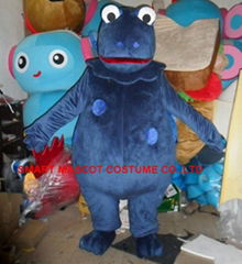 dinosaur cartoon mascot costume blue/orange