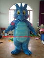 blue/yellow dinosaur mascot costume for