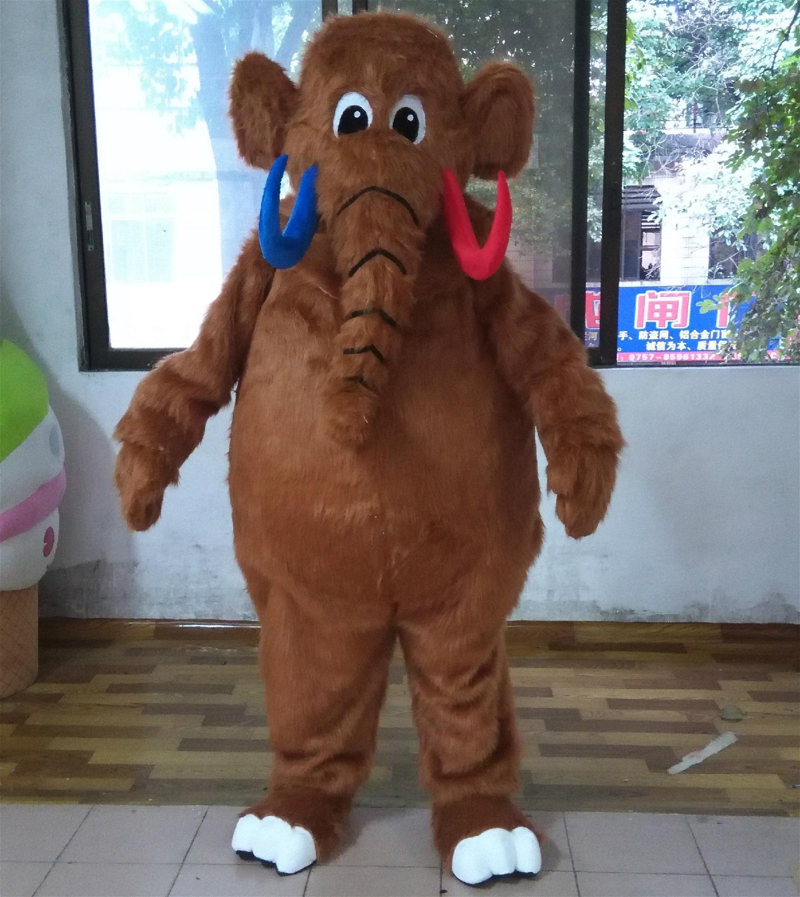 mammoth mascot costume brown/pink/red 4