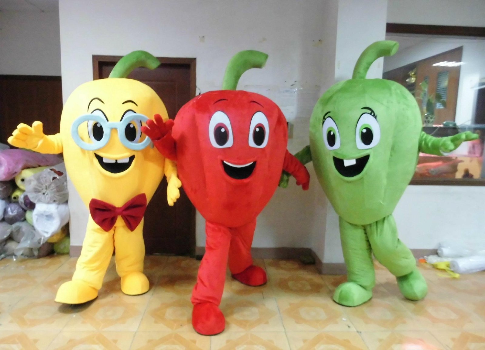 green/red/yellow pepper mascot costume adult pepper costume