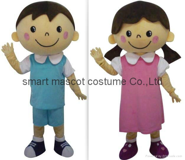 little boy and girl mascot costume