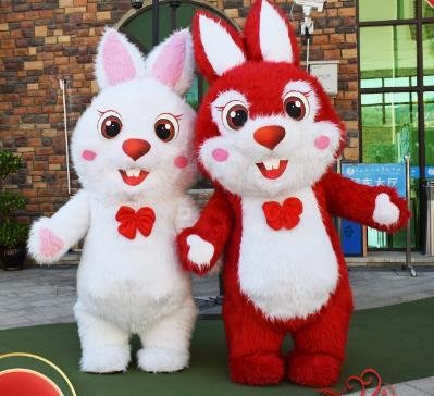 adult inflatable plush mascot costume inflatable furry rabbit bunny costume 3