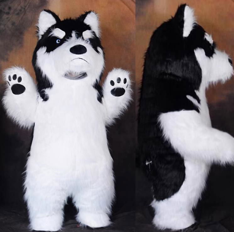 giant furry Husky mascot costume plush dog inflatable costume