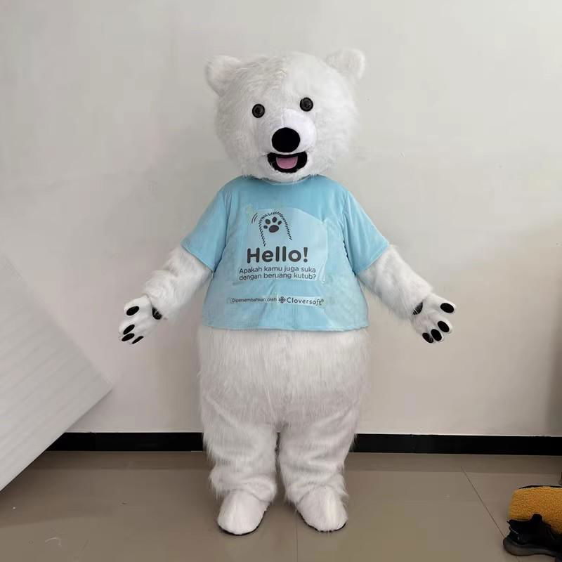 white polar bear mascot costume adult polar bear costume with logo