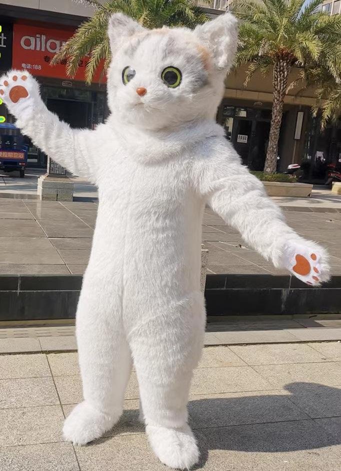 furry kitty costume adult white cat inflatable costume