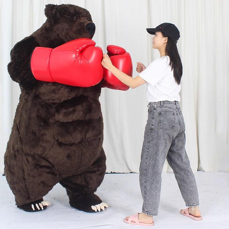 boxing bear mascot costume inflatable brown boxing bear costme for adult to wear 3