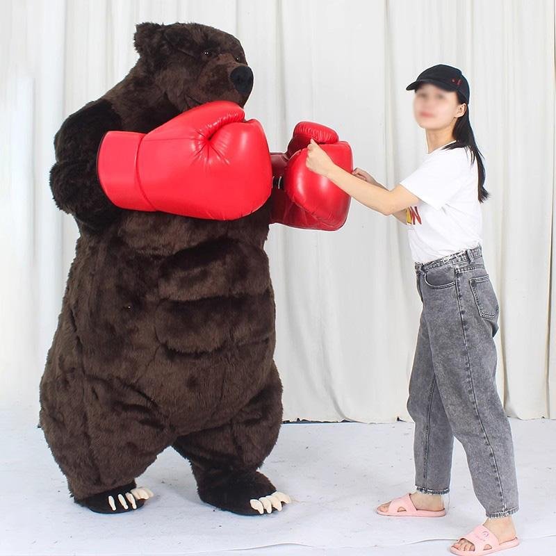 boxing bear mascot costume inflatable brown boxing bear costme for adult to wear 4