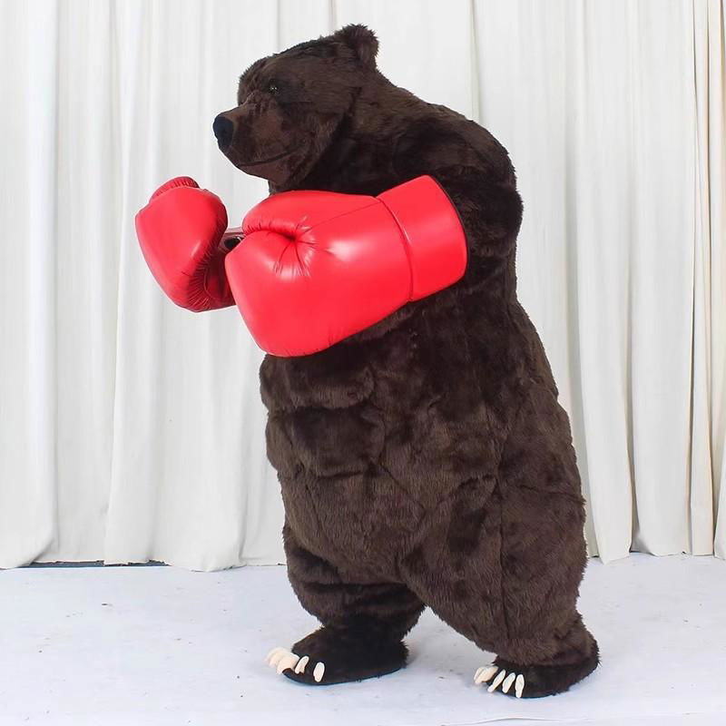 boxing bear mascot costume inflatable brown boxing bear costme for adult to wear 2