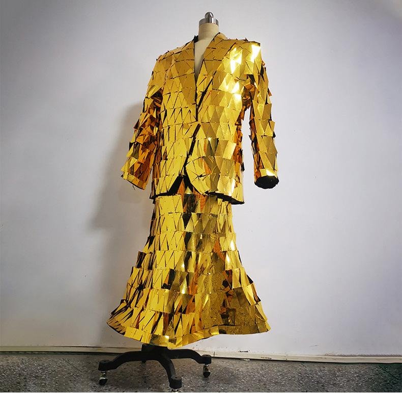 golden mirror dress costume mirror glass man dress  2