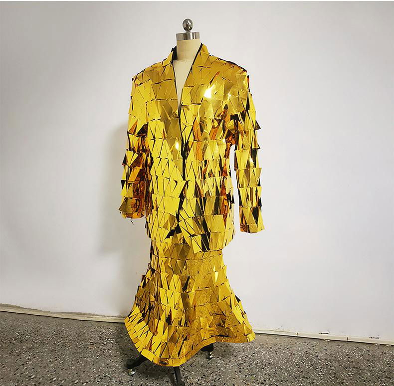 golden mirror dress costume mirror glass man dress 