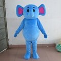 adult elephant mascot costume blue/pink